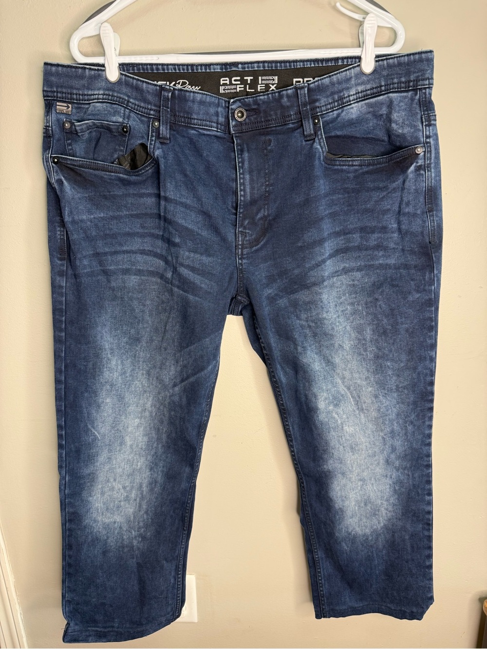Projek Raw Men's Blue Washed Stretch Jeans Nikko True Slim Size 40 HEMMED
